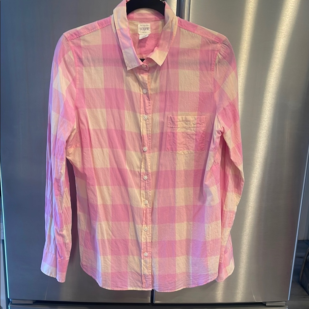 J. Crew Pink and White Button Down Shirt